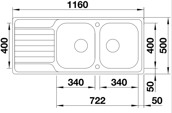 1369518-6 Sink - Blanco Dinas 8 S, stainless steel