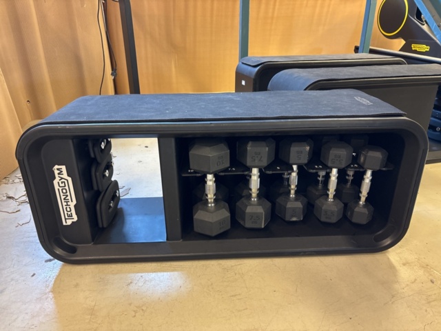 1303848-2 Sit-up bench with weight rack and dumbbells - Technogym