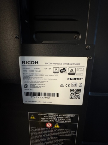 1380233-10 Interactive whiteboard Ricoh IWB A6500 with rolling stand