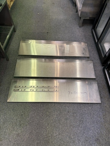 1351659-1 Rostfria hyllplan 3 st ca 120x30 cm inkl skenor och konsoler