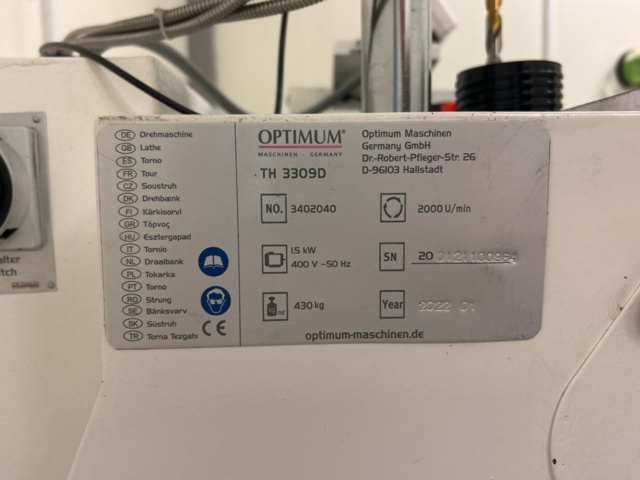 1360980-7 Svarv med verktygsvagn och tillbehör - Optimum TH 3309D -2022