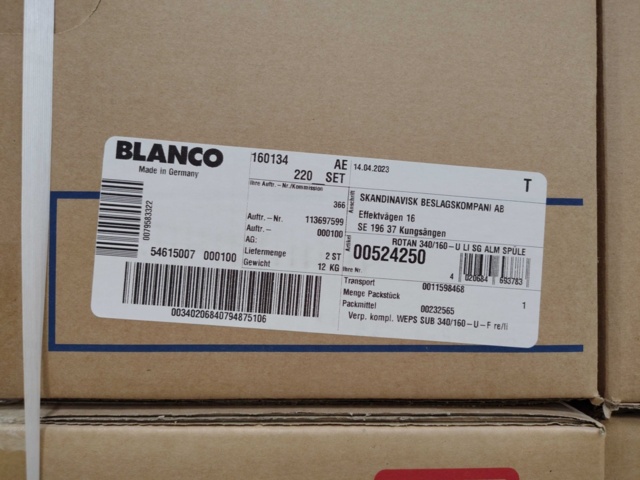 1369594-2 Sink - Blanco Rotan 340/160-U, Silgranit, Alumetallic