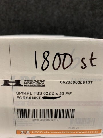 1381488-2 3600 st spikplugg TSS 622 5x30 F/F, HECO