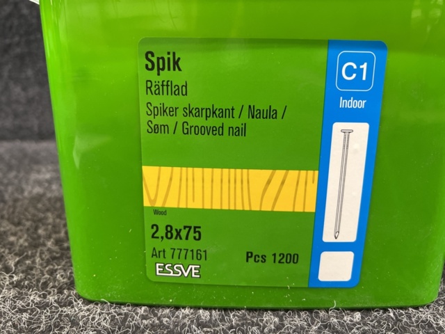 1382428-2 2 st Förpackningar Spik räfflad 2.8x75mm, Essve