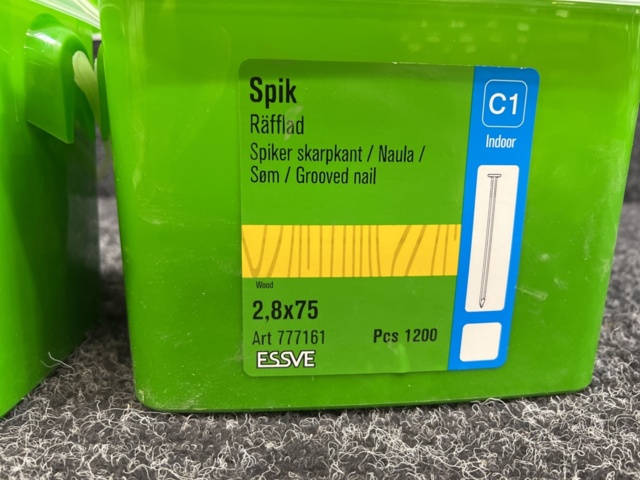 1382428-3 2 st Förpackningar Spik räfflad 2.8x75mm, Essve