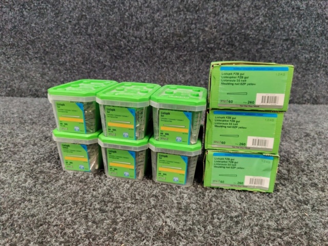 1382469-1 9 st Förpackningar Listspik 60 Gul, Essve