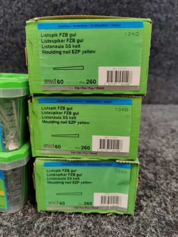 1382469-2 9 st Förpackningar Listspik 60 Gul, Essve