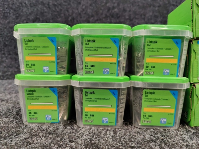 1382469-3 9 st Förpackningar Listspik 60 Gul, Essve