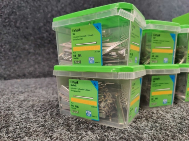 1382469-4 9 st Förpackningar Listspik 60 Gul, Essve