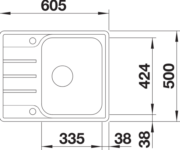 1369648-4 Sink - Blanco Lemis 45 S-IF Mini, Stainless steel