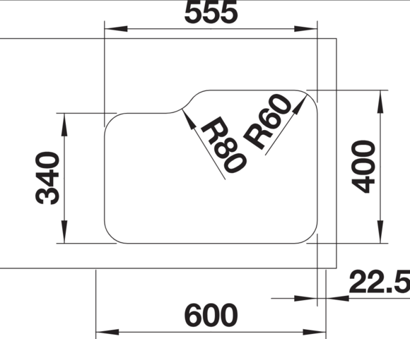 1369653-4 DIskho - Blanco Supra 340/180-U, Rostfritt stål, höger