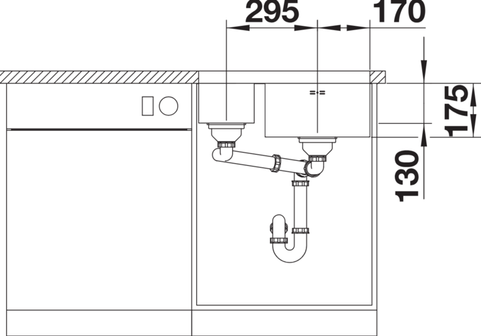 1369653-5 DIskho - Blanco Supra 340/180-U, Rostfritt stål, höger