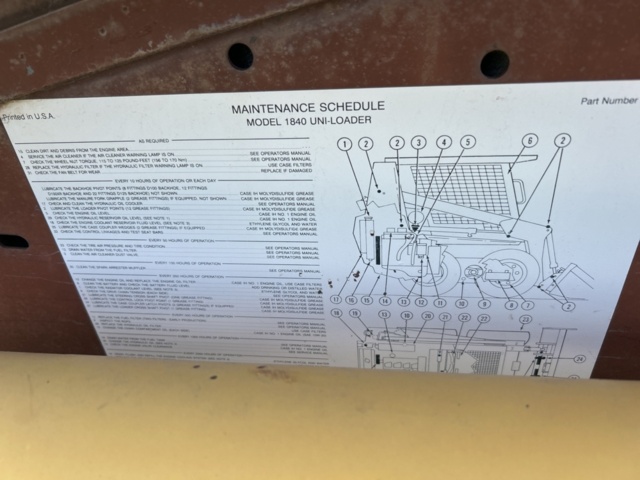 1382930-51 Case 1840 Skid Steer Loader with Two Buckets and Forks