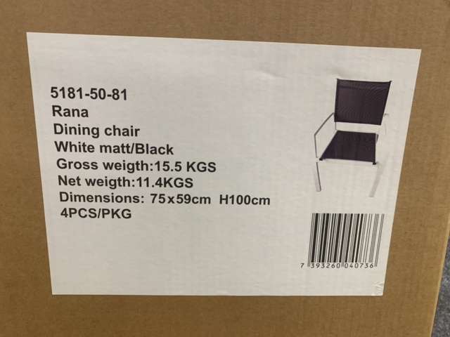 1385714-3 4 st Karmstolar Brafab Rana Vit/Svart