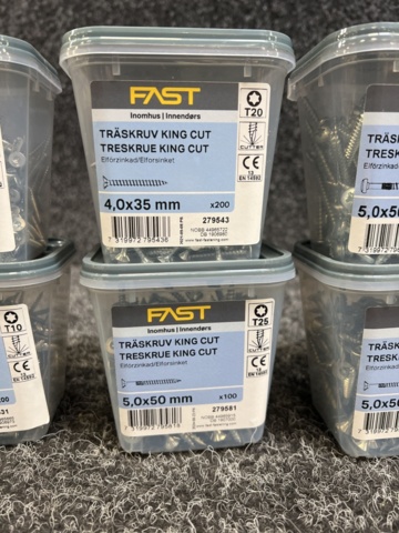 1386222-4 11 st Förpackningar Träskruv, Fast
