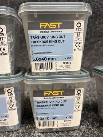 1386222-6 11 st Förpackningar Träskruv, Fast