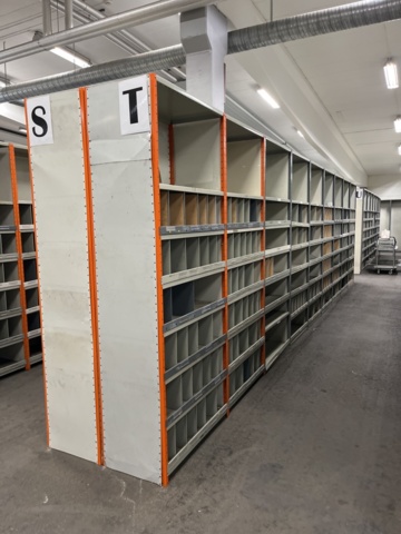 Storage rack/Assortment rack with sheet metal shelves: 18 meters (TS ...