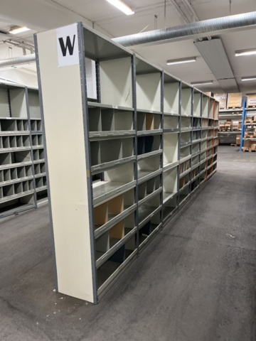 Storage rack/Assortment rack with sheet metal shelves 8 meters (W) - PS ...