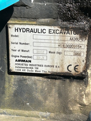 1387879-29 Minibandgrävare - Airman AX38U-5 -2012