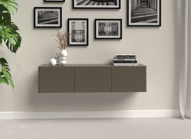 1388160-1 Lowboard Tenzo Genua 3 dörrar, dark taupe matte