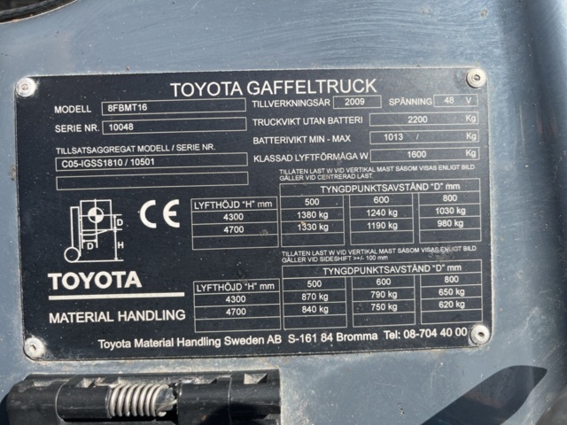 1390452-11 Forklift - Toyota 8FBMT16