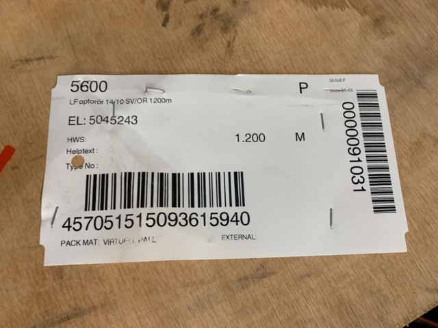 1392177-4 Optical tube LF 14/10 SV/OR 1200m