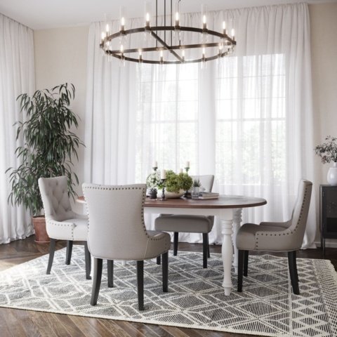 1392701-1 Victoria white oval dining table with brown top