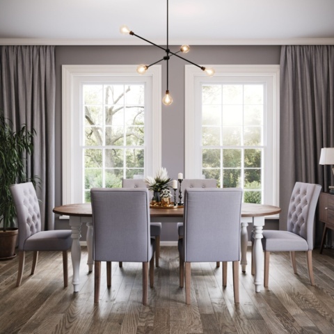 1392702-1 Victoria large oval dining table 230x110 cm - White/Brown stain