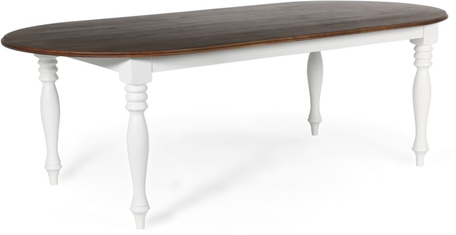 1392702-2 Victoria large oval dining table 230x110 cm - White/Brown stain