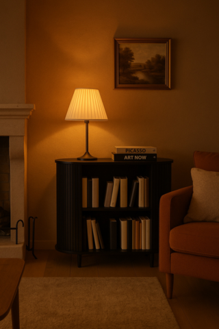 1392731-1 Nova low bookshelf in black stained oak 120x80 cm