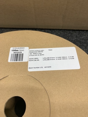 1392515-3 15 st rullar Fiberkabel 2FU 2xSCUPC, 150m