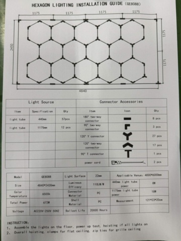 1393266-2 Ceiling light LED Hexagon 4840x2430 mm - Free shipping
