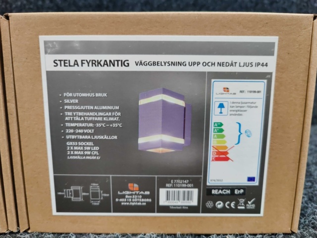 1394677-9 2 st Väggarmaturer Lightab Stela Fyrkantig Upp- och Nedåtljus IP44 Silver