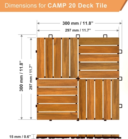 1386374-2 Decktile Golden Teak 10 pack 96 pcs