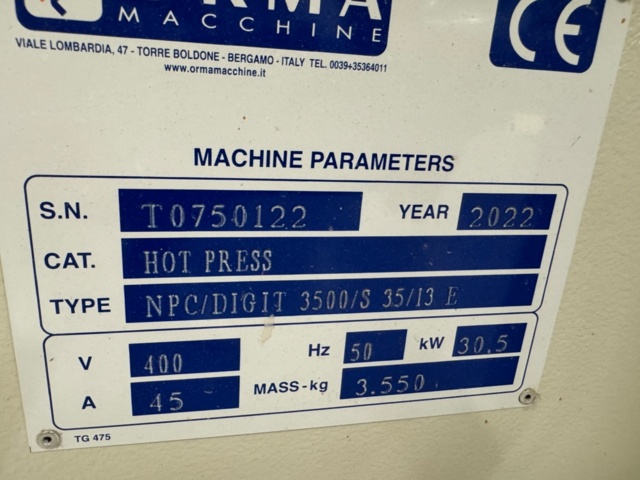 1199517-3 Veneer press Orma NPC/DIGIT 3500/S