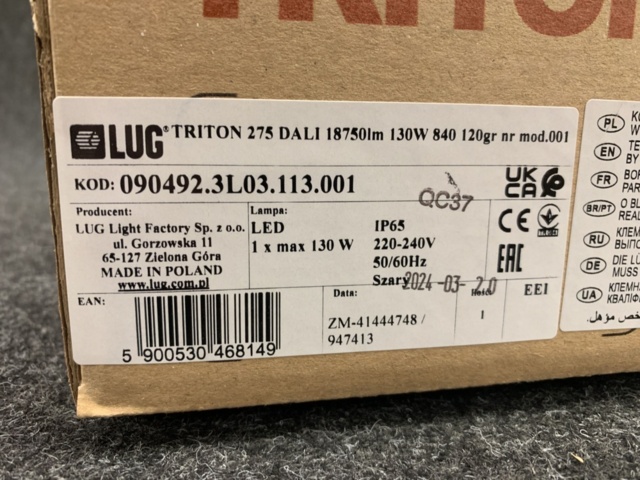 1396809-3 Industriarmatur Highbay LUG 275 LED DALI 18750LM 130W 840 120°