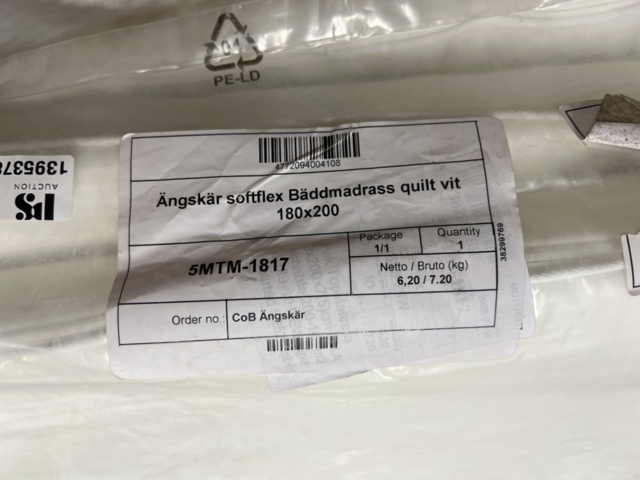 1395378-3 Ny/oanvänd bäddmadrass - Ängskär Softflex quilt vit 180x200