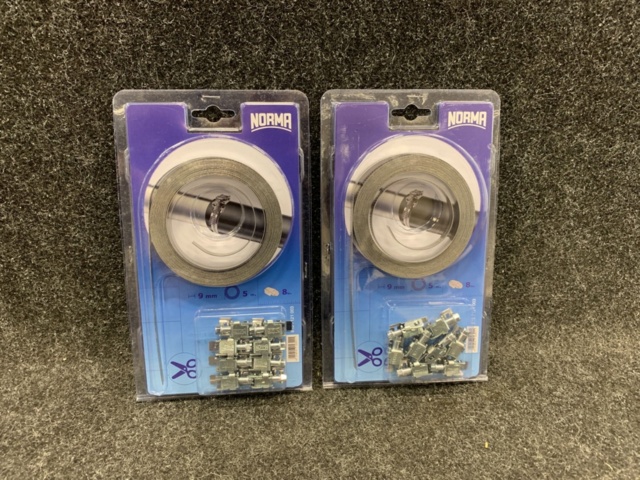 1399693-2 2 st Förpackningar Bandslangsklämma 9mm inklusive kopplingar, Norma