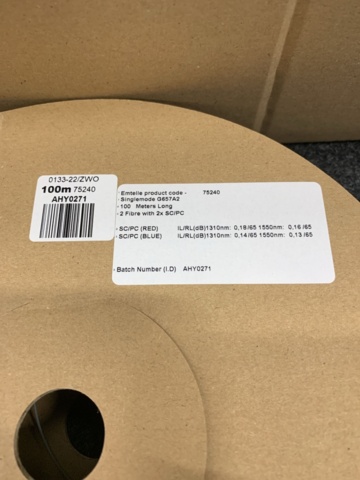 1400190-3 15 st rullar Fiberkabel 2FU 2xSCUPC, 100m