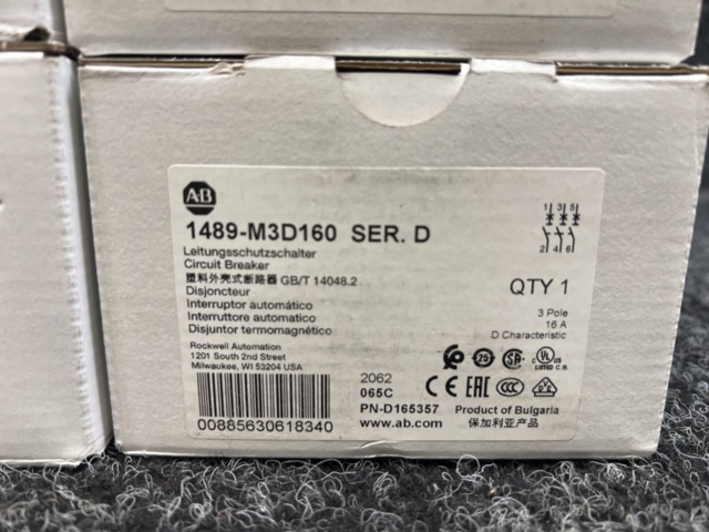 1400282-3 4 st Brytare Allen-Bradley miniatyr, 16A, 3P, 480Y/277VAC