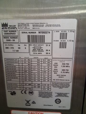 1402322-3 Taylor Crown C606, vattenkyld mjukglass- och milkshakemaskin