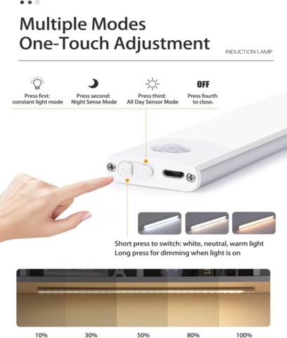 1402450-5 4 st LED-sensorlampor – 50 cm – Trådlös & laddningsbar - Fri frakt