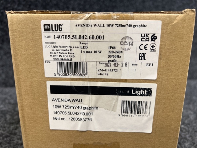 1400223-4 Fasadbelysning LUG Avendia wall 10W 725LM 730 ANT