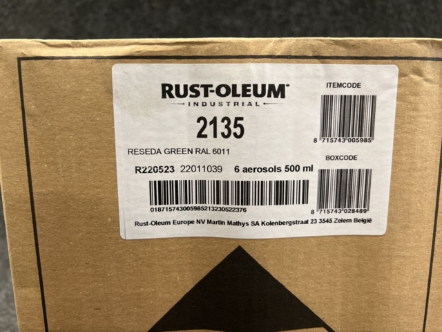 1402261-4 6 st burkar sprayfärg Rust-Oleum  RAL6011 reseda grön