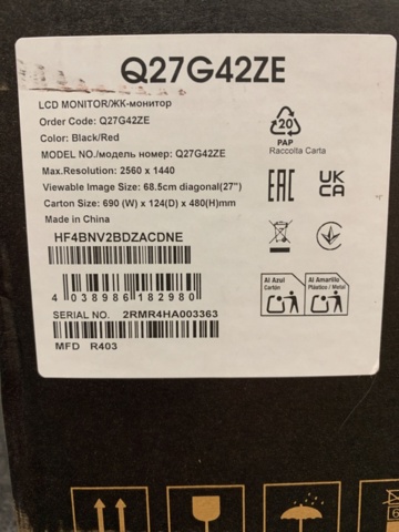 1405065-4 Gamingskärm AOC 27" Q27G42ZE