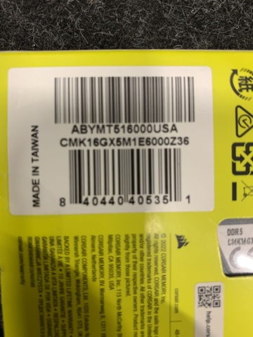 1405078-3 Ram-minne Corsair Vengeance DDR5 6000MHz 16GB