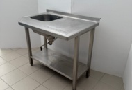1176448 Sink with large bowl, strainer, ball valve and lower shelf. Approx. 100x70x90 cm