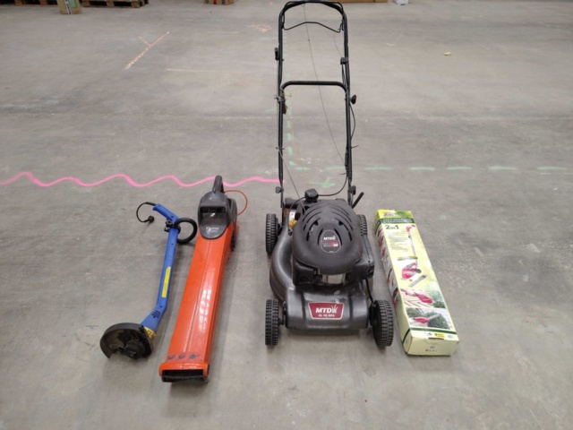 1379873-1 Trädgårdsmaskiner, 4 st – MTD, Flymo, TÜP Craft, gräsklippare, trimmer, häcksax