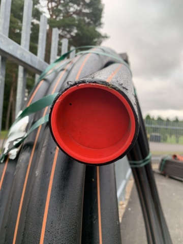 1094600-5 Pem-rör Wavin brun stripe 75X4,5 L=50M PN8 PE80 SDR17