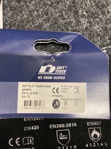 1408237-2 7 st Svetshandskar Softtouch getskinn, Strl 10